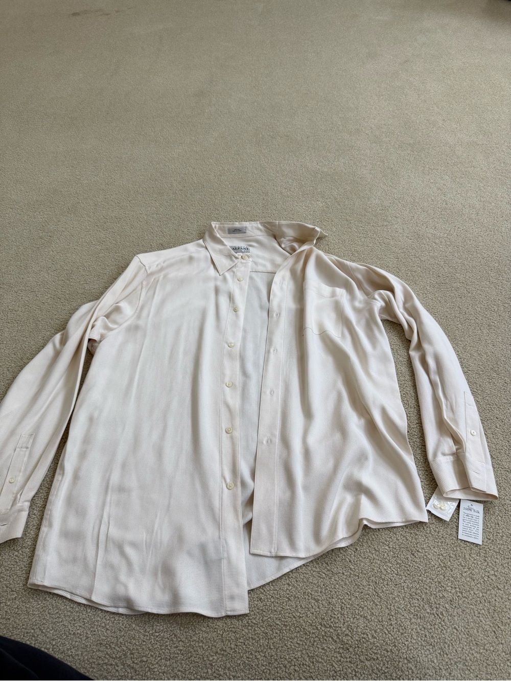 Alfani Cream Long-Sleeve Button-Up Shirt